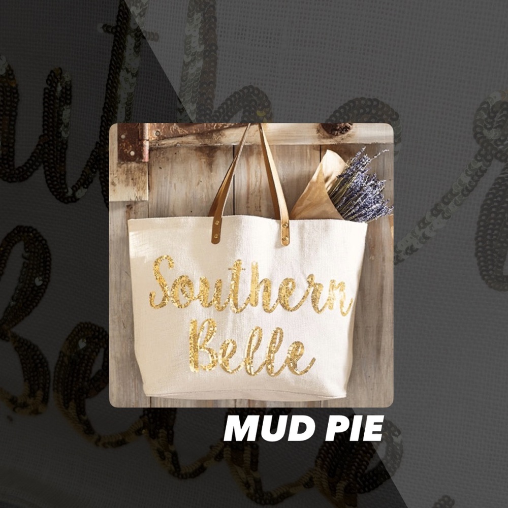 EUC Mud Pie Southern Belle Burlap Tote